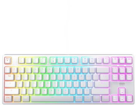 CHERRY XTRFY Clavier mécanique de jeu K4V2 TKL, clavier filaire sans numéro, éclairage RVB MX2A interrupteurs rouges (blanc)