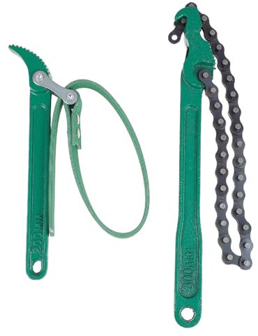 Hoement 2pcs Chain Belt Wrench Removal Tool Set Adjustable Repair Spanner for Oil Filter and Machine Maintenance