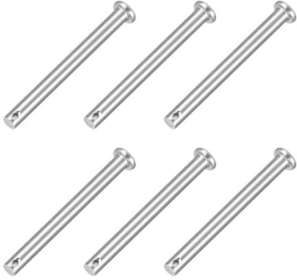 QUARKZMAN 6 Stück Steckbolzen Einloch Gabelbolzen 6 x60 mm Splintstift Flachkopf verzinkter Stahl Lochbolzen