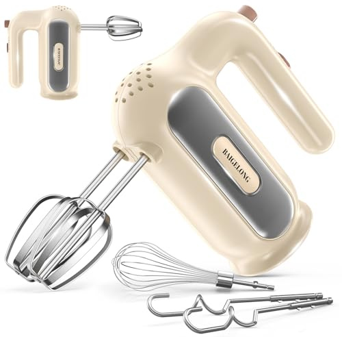 Electric Hand Mixer, 5-Speed Small Hand Mixer, 1 Whisk, 2 Dough Hooks and Beaters), Food Blender, Kitchen Blender for Baking, Cream, Cookies, 304 Fit