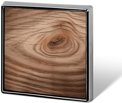Broche carrée en alliage d'aluminium grain de bois - Broche tendance pour homme et femme - Pour sacs à dos, vêtements, vestes, cadeau, 1,8 x 1,8 cm, aluminium, sans pierre précieuse, 0.7 × 0.7 inches,