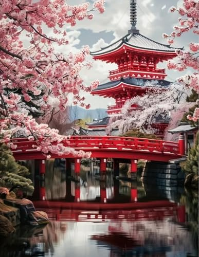 Redondo Diamond Painting 5D Paisaje , Kit Completo para Adultos, Pintura Diamant con Strass para Decoración, Arte DIY, Cuadro con Diamantes para Casa y Oficina, Pintura de Diamantes 30x40 cm