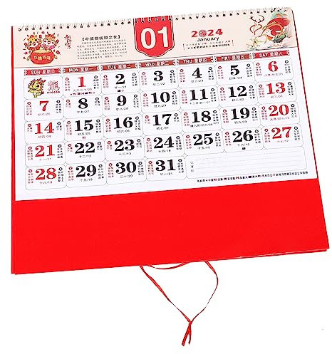 HAPINARY Calendrier Mural 2024 À Suspendre Calendrier Du Nouvel An Chinois Plaque Murale