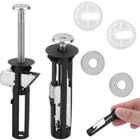 Sikweny 4 Stück Wc Sitz Befestigung mit Unterlegscheibe Universal Toilettensitz Befestigung Wc Sitz Schrauben Set Schnellverschluss Toilettendeckel Schrauben Beschläge für Blindbohrungen