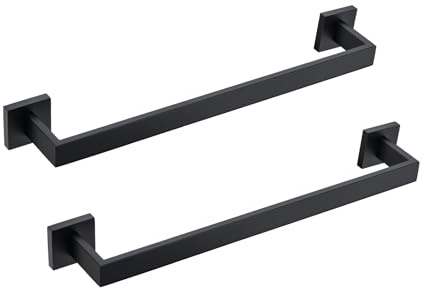BANOLUX Towel Rack, 12-Inch Towel Bars for Bathroom, Plainshe Towel Rail Towel Racks for Bathroom Wall Mount SUS304 Hand Towel Holder Heavy Duty, Matte Black Towel Bar 2 Pack, A7-TB-MB-12IN-2PACK