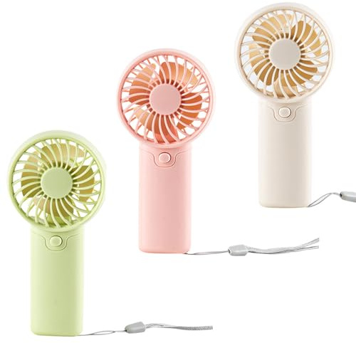 Toyhood 3Pcs Mini Portable Fan Handheld, Battery Operated Portable Small Personal Fans, Cute Handheld Fans, for Summer Travel Beach Office Indoor Outdoor Lash Makeup