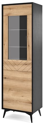 Komodee Vitrine Jasper W54 Eiche Evoke/Schwarz 54x178x39 cm