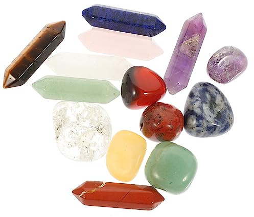 SAFIGLE 14piezas Piedra de Yoga de Cristal Natural Kit de Piedras Terapéuticas Decoración de Mesa para Meditación para Amigos
