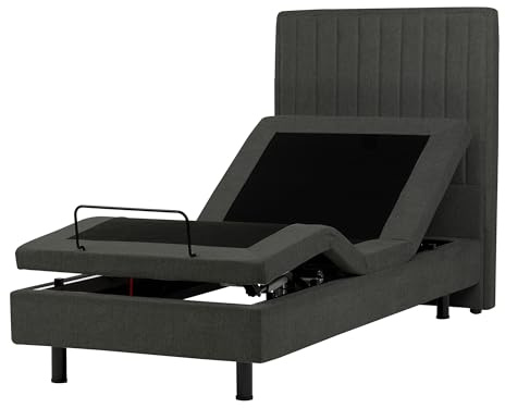 Beliani Polsterbett elektrisch verstellbar dunkelgrau 90x200cm Fernbedienung Castellan