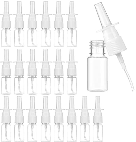 Botellas nasales recargables de 10 ml, paquete de 20 atomizadores de niebla fina de plástico transparente para soluciones salinas, aceites esenciales y uso en viajes, diseño compacto a prueba de fugas