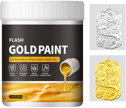 Acrylfarbe Gold, Hochwertige Acrylfarbe Gold 300ml, Flüssiggold-Farbe, Ungiftig & Lichtbeständig, Wasserbasierte Goldfarbe Für Leinwand, Holz, Stoff, Keramik, Stein, Bastelbedarf