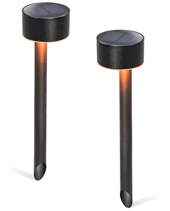 Esotec Solar Steckleuchten Gartenleuchte Wegeleuchten Josie 2er Set 102954 | Solar Steckleuchten 2er Set H30cm, Aluminium schwarz, bernstein 1800K, 60lm, bis 12Std, LiFePO4 Akku wechselbar, 0,4Wp, IP44