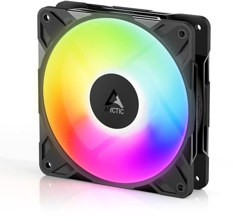 ARCTIC P12 Pro Reverse A-RGB – 120 mm Premiumfläkt med omvänd luftflöde, PWM fläkt med Y-kabeldelare, 500-3000 rpm, 0 rpm <5% PWM, 5V Digital RGB, hydrodynamiskt lager, 4-Pin - svart