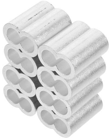 Mikinona 8 piezas Manguitos de Engarce de Aluminio Ovalados con Doble Orificio para Cables de Acero Reforzados con Bucle de Cable de Acero para Aplicaciones Industriales y Sujeción Segura