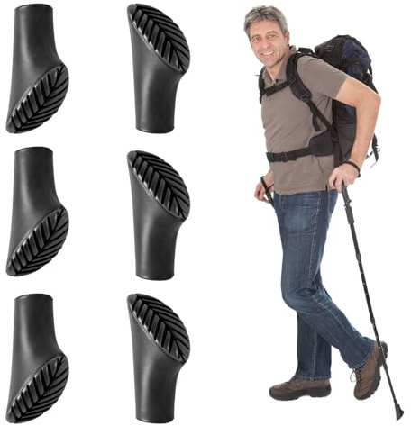 6 Stück Nordic Walking Stöcke Gummipuffer, 11mm Gummipuff für Wanderstöcke | Ersatz Gummi Puffer für Asphalt Kies Berge Wandern
