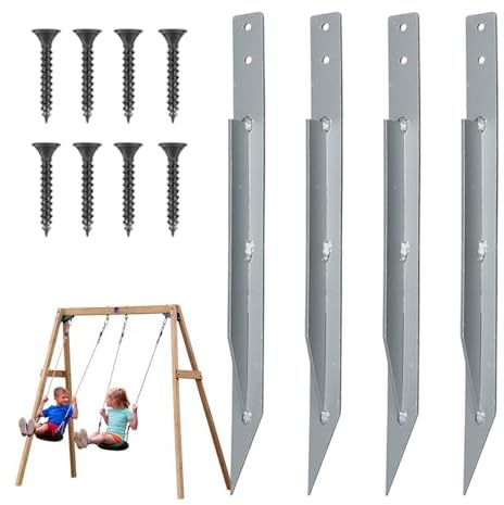 Swing Set - Metallanker mit Schrauben für Schaukel, Rutschen und Spielgeräte | Stabile Erdanker zum Verbinden von Trampolin, Rahmen, Gartenhaus und Spielplatz im Freien