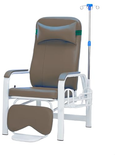 Phlebotomy Fauteuil entièrement inclinable avec accoudoirs et cadre en acier pour prélèvement sanguin et salle d'attente médicale