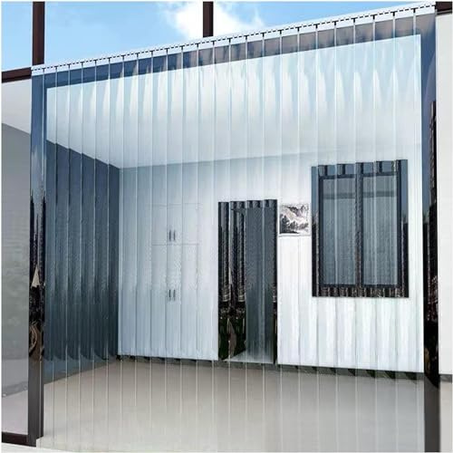 HynJGih Cortina de Tiras Plegable de PVC, partición de Vidrio Suave Transparente Deslizante Colgante, Obturador de Tiras for Puerta de Parabrisas(1.8x2.2m)