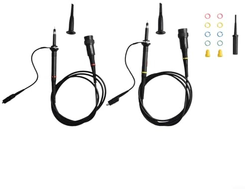 Gdfnmogo 1 par de sondas de osciloscopio de 60 MHz con interruptor X1/X10 y clips de cocodrilo, compatible con osciloscopios virtuales digitales de mano de interfaz BNC, modelo P2060, cable de 110 cm