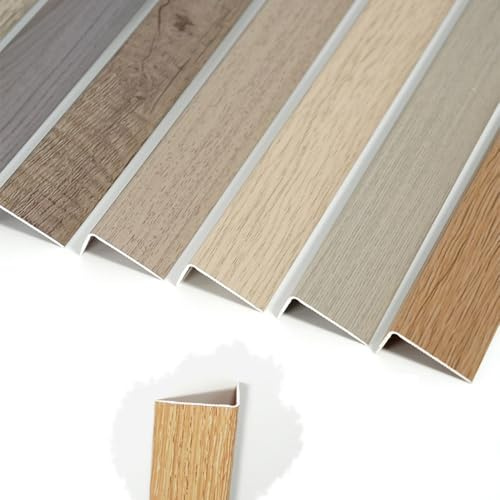 Profilo antiscivolo for scale, modanatura a L in alluminio, finitura effetto legno for pavimenti in legno, piastrelle, laminato, soglia, scale angolari(Light Oak,L 36in/90CM)