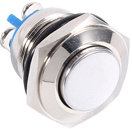 Generic Botón Pulsador de Metal para Coche, Resistente Al Agua, a Prueba de Golpes, Duradero, 12V, 16mm, Interruptor de Encendido y Apagado para Arranque de Motor, Color Plateado