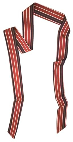GIMIRO Damen Gürtel 5cm x 195cm Band Schal aus Polyester, Streifenmuster in Rot, Weiß, Schwarz, Modern, als Taillengürtel oder Halstuch (Dark Red White Black Brown Stripe)