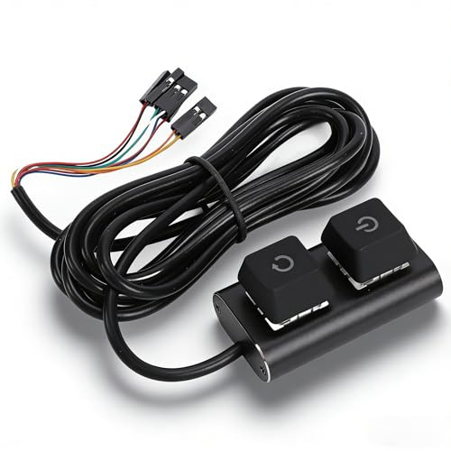 Sxhlseller Interruttore di Alimentazione per Computer Desktop, Pulsante di Alimentazione Esterno con Interruttore a Chiave Meccanica di Ripristino ON/OFF, LED a 7 Colori, Cavo da 2 M, per
