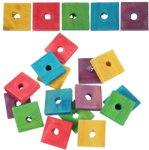 Ciieeo Parrot Chewing Toy DIY Wood Blocks 50 Pieces for Small Birds | Natural Wood Cubes, Refill Parts for Bird Crafting, Suitable for Parakeet Play and Skill Development Random Color