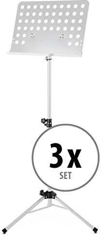 Classic Cantabile Metall Orchesterpult Weiß (Lochpult Notenständer, Höhe 58 bis 100 cm einstellbar, Maße der Ablage: 50,0 x 34,8 x 4,5 cm)