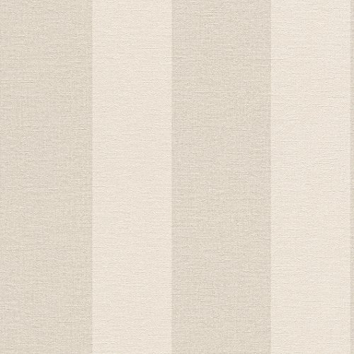 rasch Tapete 448771 aus der Kollektion Florentine II – Vliestapete in Beige mit cremefarbenen Streifen – 10,05m x 53cm (L x B)