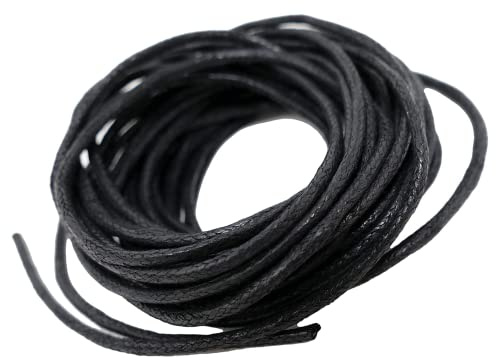 Cordón de algodón Encerado - Cordón Negro de 1 mm y 10 Metros - Macramé Shamballa - Cuerda de Hilo para Hacer Pulseras, Collares y Joyas - Ideal para Bricolaje