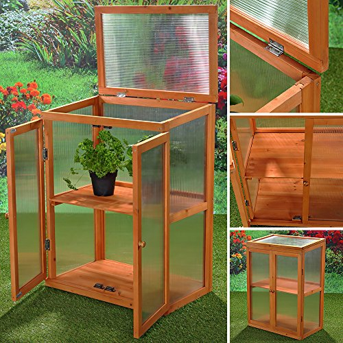 Melko Gewächshaus / Anzuchthaus mit 2 Türen, 58 × 37 x 78,5 cm, braun