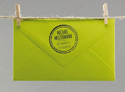 Webermann personalisierbarer Holz Stempel mit Namen & Adresse - Adressstempel individualisierbar - Stempel für Grußkarten, Hochzeit, Firmung, Taufe