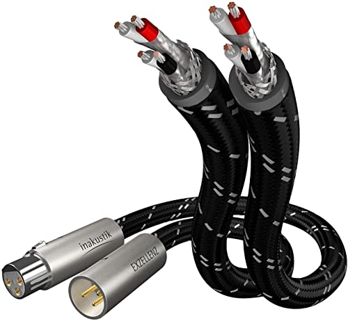 Inakustik 006050007 Audiokabel 2 XLR Stereo für Audioquelle/DAC/Tuner/CD-Player/Verstärker/Vorverstärker/Mixer, Schwarz/silberfarben Design 1,5m schwarz/Silber