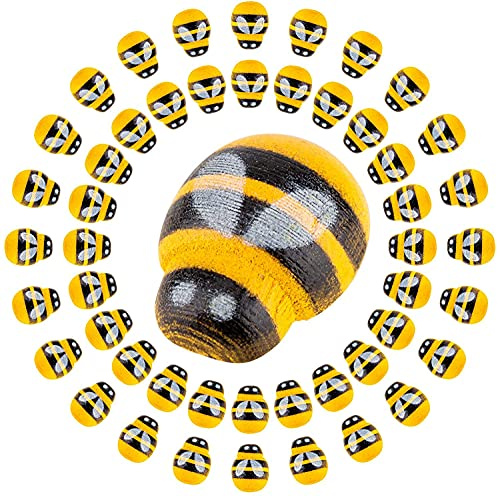 SAVITA 200 Stück Bienen-Aufkleber aus Holz, selbstklebend, Bienen-Aufkleber für Scrapbooking, Handwerk, Dekoration, Basteln, Aufkleber für Kühlschrank, Babydusche, Wandaufkleber