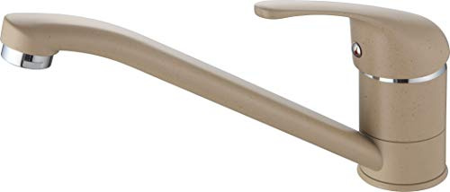 Xcel Home Robinet de Cuisine Moderne Mitigeur Monobloc Rond Leviers Simples | Construction Beige en Laiton Massif avec Tuyaux et Raccords Standard Inclus | Qualité Luxe, Mitigeur 1 pièce