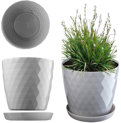 KADAX Flowerpot, en blom- och växtgryta med underlägg, lätta blomlådor och hållbart material En dekorativ kruka för växter (25 cm, grå)