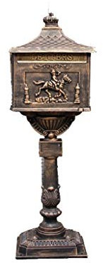 KONGY Briefkasten, Abschließbar Wetterfest Vertikale Postfach Amerikanischer Vintage-Stil Eleganz Haus Metall Letterbox Letterbox (Farbe : Antique Gold)