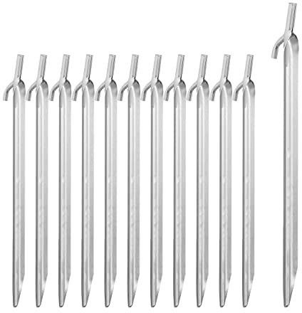 96 x Zeltheringe, Sandheringe für harte Böden, verzinkter Stahl, mit Haken & Schlagkopf, Strandheringe 30cm lang, Silber | verzinkter Stahl, mit Haken & Schlagkopf, 30cm lang