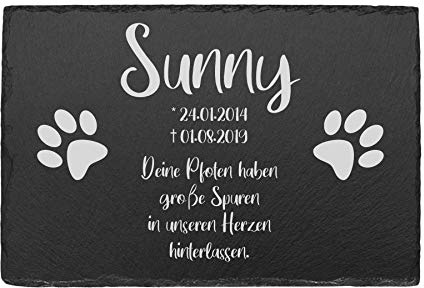 Grabstein Tiergrabstein Schiefer Hund Katze personalisiert Name Pfote | Gedenkstein für Hunde und Katzen, Tiergrabstein, Erinnerung, Andenken an Haustier, Grabschmuck