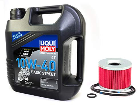 Motoröl Set mineralisch 10W40 4 Liter + Ölfilter KN401 für H o n d a Kawasa ki Yamaha CB CBX GL EL EX GPX GPZ GT GTR Z ZL ZR ZR-7 ZRX ZXR ZZR FZR XJR