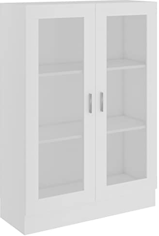 vidaXL Vitrinenschrank Bücherschrank Aktenschrank Büroschrank Vitrine Schrank Bücherregal Sideboard Weiß 82,5x30,5x115cm Holzwerkstoff