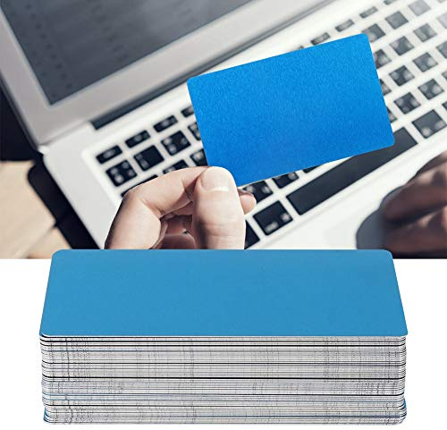 Verdickte Metall Visitenkarten, 50 Stück Blaue 0,45mm/3,5 * 2 Zoll(8,8 * 5cm) Geschäftsbesuchs Namenskarten Blanko Gravierbares Beeindruckendes Namensschild, für Vip Büro Kundenkarten, Geschenk