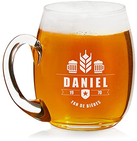 Maverton Chope à bière avec gravure - Verre personnalisé de 50 cl - Cadeau d’anniversaire pour homme - Cadeau pour amateurs de bière - Pour parents - Fan