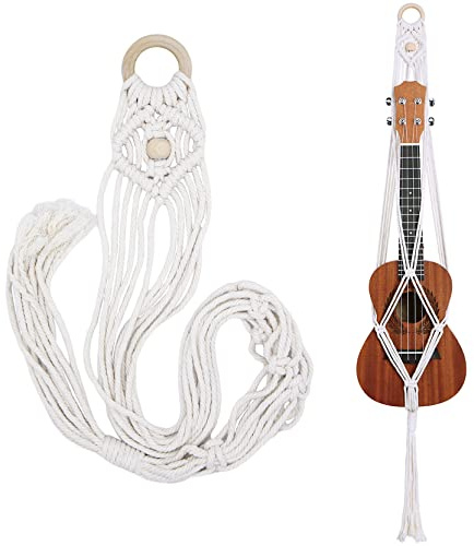 majowir Makramee Ukulele Aufhänger - Wandhalterung Ständer Halter für Tenor Ukulele, dekorative Hülle Alternative