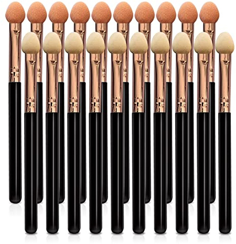 UorPoto Eyeshadow Applicators Double Sided Sponge Tip Foam Reusable，20Pcs Professional Organic Long Handle Washable Makeup Eye Shadow Brush Set