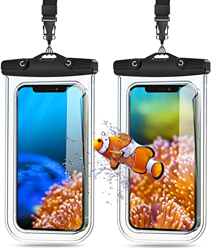 Mohard wasserdichte Handyhülle, Unterwasser IPX8 Wasserfeste Handytasche mit Umhängeband für Schwimmen & Tauchen, Waterproof Phone Case Kompatibel mit iPhone 16/15/14/13, Galaxy bis zu 7 - 2 Stück