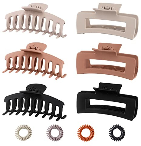 Kavya Fermaglio per capelli grandi e spessi, clip per capelli, grande, antiscivolo, rettangolare, da donna, 11 cm