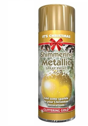 SuperGift.com 200ml Sparkling Spray Paint Multi-Purpose Use, Interior & Exterior, Ideal For Wood, Metal, Plastic, Ceramics & Ornaments - Quick Drying (Gold)