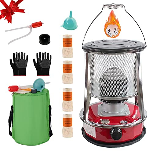 Samnuerly Fornello da Campeggio Portatile Riscaldatori a Cherosene Riscaldatori Non elettrici Multifunzione con 4 Anime in Cotone Stufa a Petrolio di Emergenza per Interni/Esterni